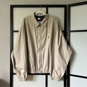 [XL] Tommy Hilfiger Men’s Vintage Lightweight Beige Spring Zip-Up Bomber Jacket